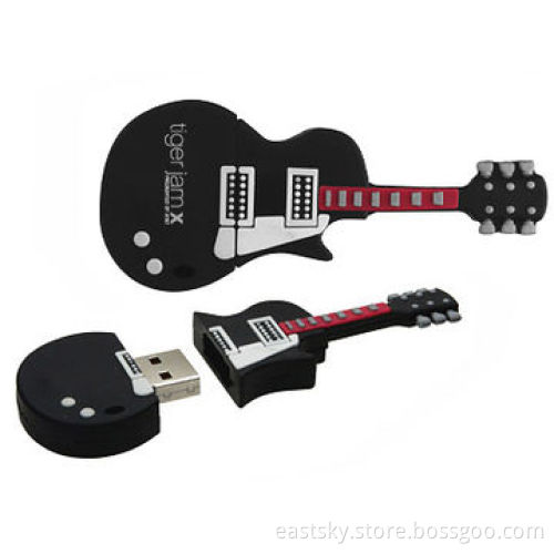 Custom guitar-shaped USB drive, made of soft PVC material, OEM orders welcome